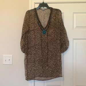 Leopard swim coverup. See-through. Size small